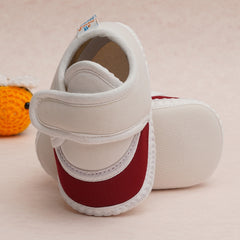 6 To 12 Months Pack Of 1 Baby Boys & Baby Girls Cotton Booties (White,Maroon)-BT4758