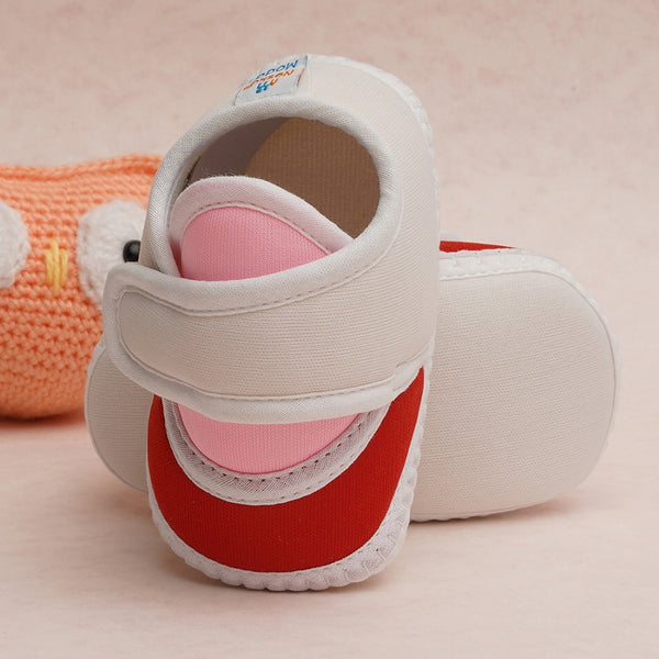 6 To 12 Months Pack Of 1 Baby Boys & Baby Girls Cotton Booties (White,Pink,Red)-BT4759
