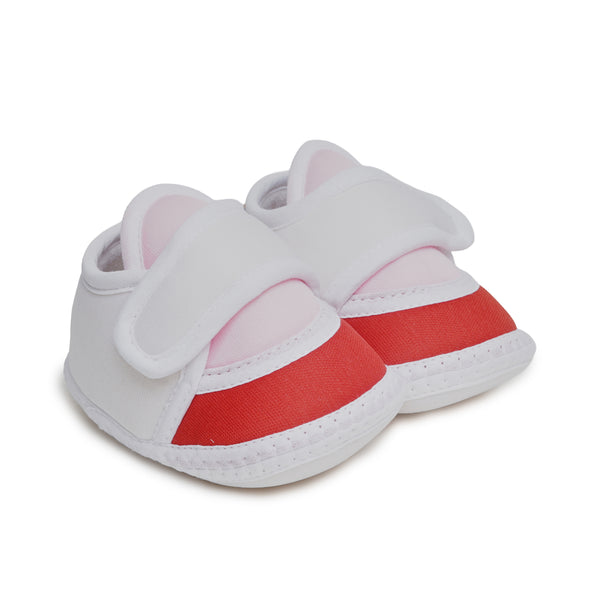 6 To 12 Months Pack Of 1 Baby Boys & Baby Girls Cotton Booties (White,Pink,Red)-BT4759