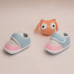 6 To 12 Months Pack Of 1 Baby Boys & Baby Girls Cotton Booties (White,Blue,Pink)-BT4760
