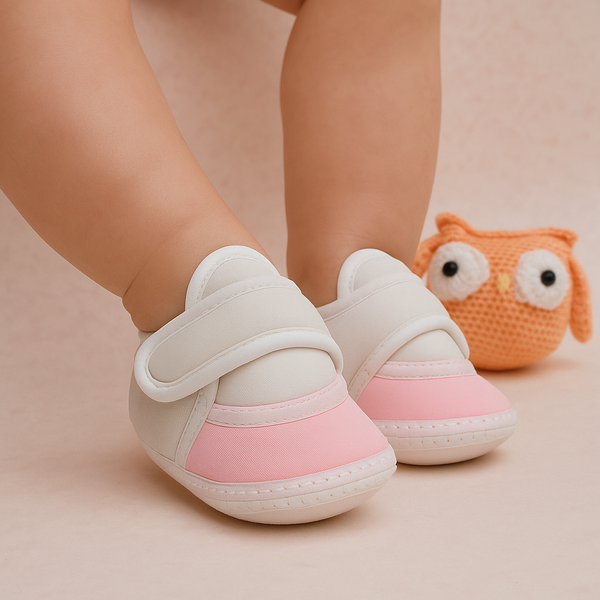 6 To 12 Months Pack Of 1 Baby Boys & Baby Girls Cotton Booties (White,Pink)-BT4761