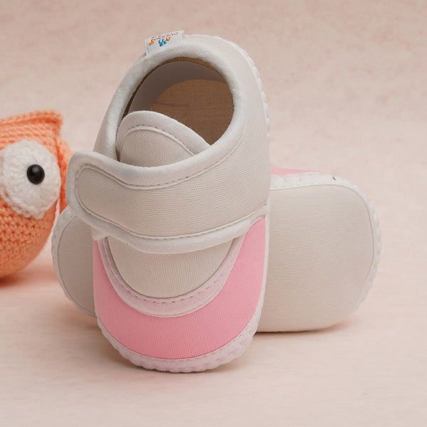 6 To 12 Months Pack Of 1 Baby Boys & Baby Girls Cotton Booties (White,Pink)-BT4761