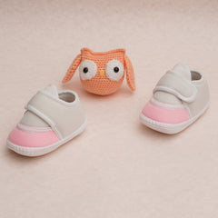 6 To 12 Months Pack Of 1 Baby Boys & Baby Girls Cotton Booties (White,Pink)-BT4761