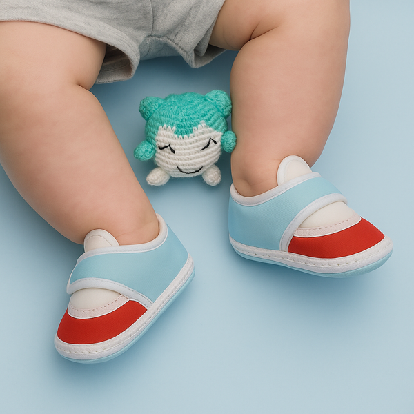 6 To 12 Months Pack Of 1 Baby Boys & Baby Girls Cotton Booties (Blue,White,Red)-BT4762
