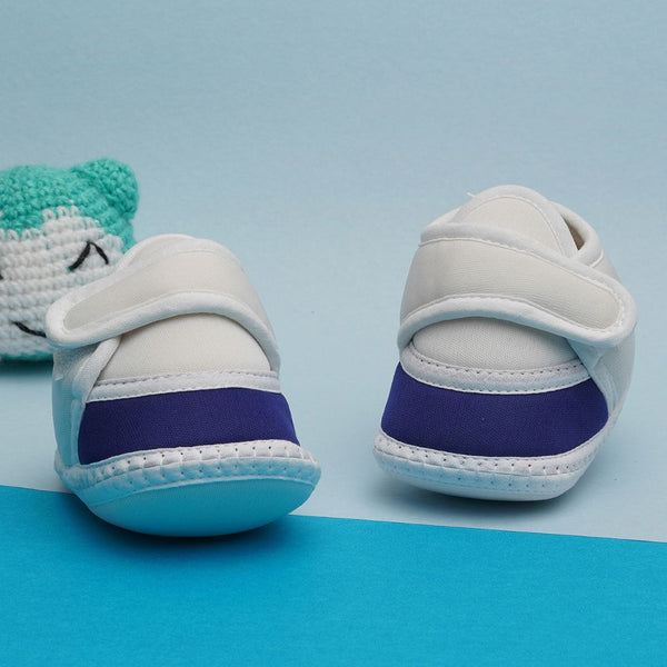 6 To 12 Months Pack Of 1 Baby Boys & Baby Girls Cotton Booties (White,Blue)-BT4763