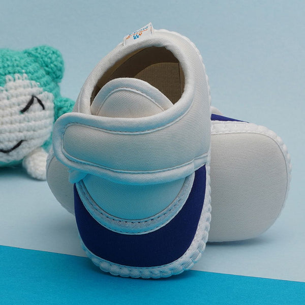 6 To 12 Months Pack Of 1 Baby Boys & Baby Girls Cotton Booties (White,Blue)-BT4763