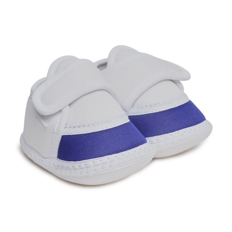 6 To 12 Months Pack Of 1 Baby Boys & Baby Girls Cotton Booties (White,Blue)-BT4763