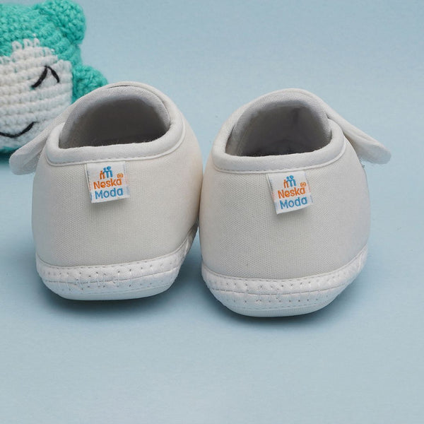 6 To 12 Months Pack Of 1 Baby Boys & Baby Girls Cotton Booties (White,Black)-BT4764