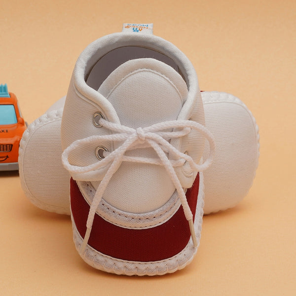 6 To 12 Months Pack Of 1 Baby Boys & Baby Girls Cotton Booties (White,Maroon)-BT4767