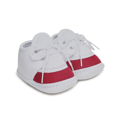 6 To 12 Months Pack Of 1 Baby Boys & Baby Girls Cotton Booties (White,Maroon)-BT4767