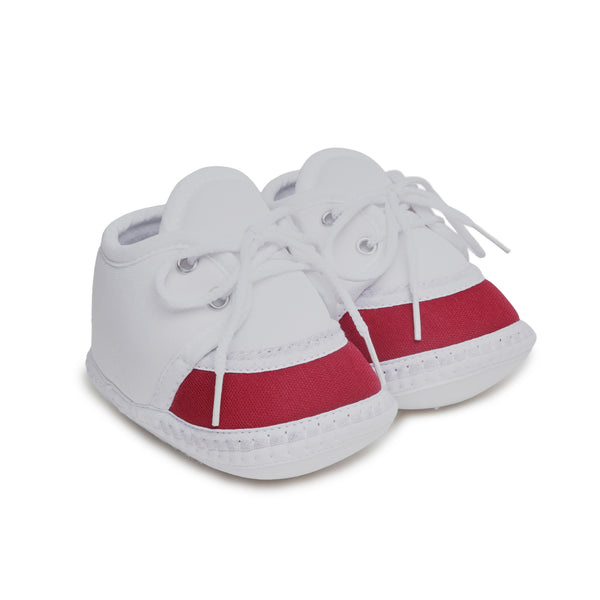 6 To 12 Months Pack Of 1 Baby Boys & Baby Girls Cotton Booties (White,Maroon)-BT4767