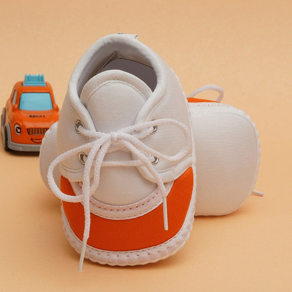 6 To 12 Months Pack Of 1 Baby Boys & Baby Girls Cotton Booties (White,Orange)-BT4768
