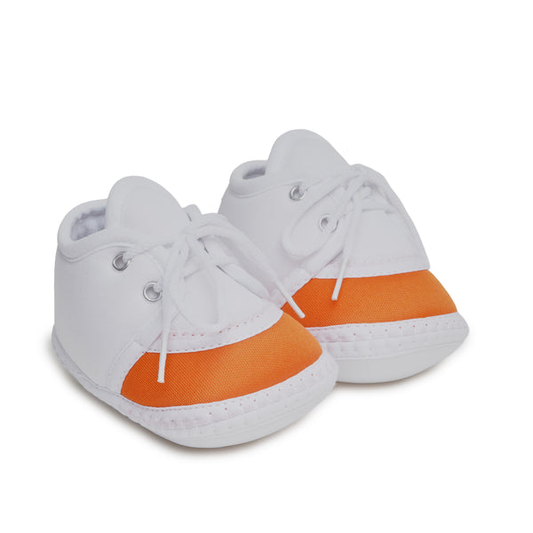 6 To 12 Months Pack Of 1 Baby Boys & Baby Girls Cotton Booties (White,Orange)-BT4768