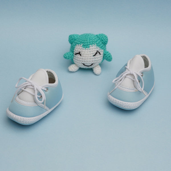 6 To 12 Months Pack Of 1 Baby Boys & Baby Girls Cotton Kids Shoe/Booties (Blue)-BT4769