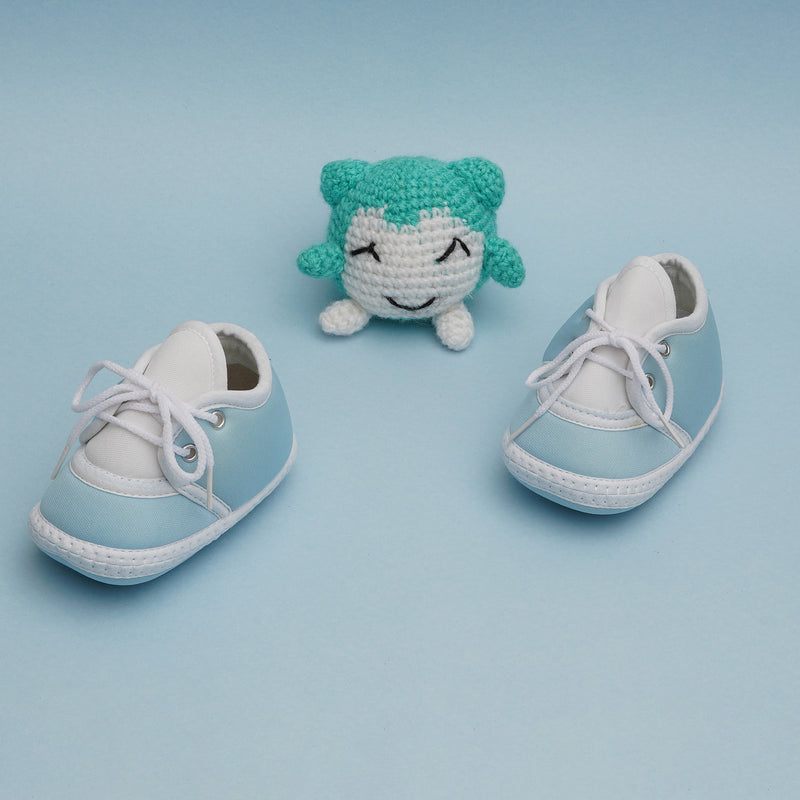 6 To 12 Months Pack Of 1 Baby Boys & Baby Girls Cotton Kids Shoe/Booties (Blue)-BT4769