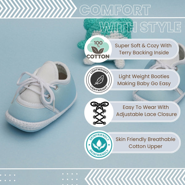 6 To 12 Months Pack Of 1 Baby Boys & Baby Girls Cotton Kids Shoe/Booties (Blue)-BT4769