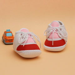 6 To 12 Months Pack Of 1 Baby Boys & Baby Girls Cotton Booties (White,Pink,Red)-BT4770