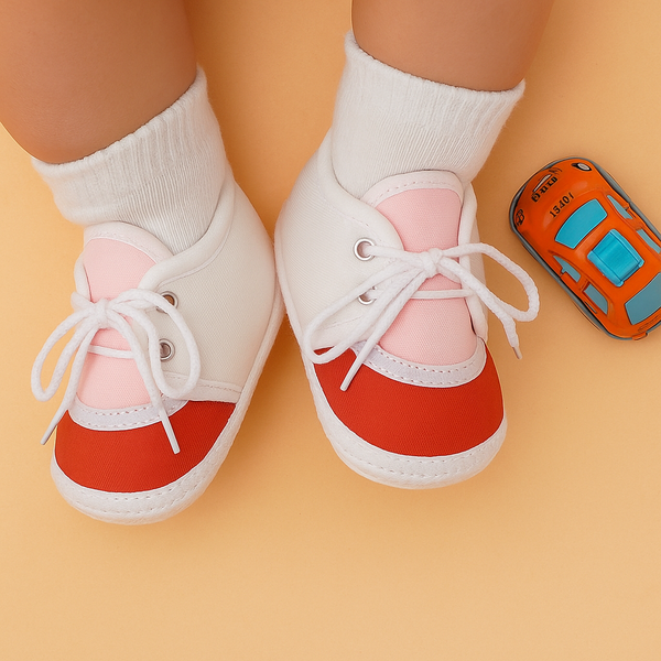 6 To 12 Months Pack Of 1 Baby Boys & Baby Girls Cotton Booties (White,Pink,Red)-BT4770