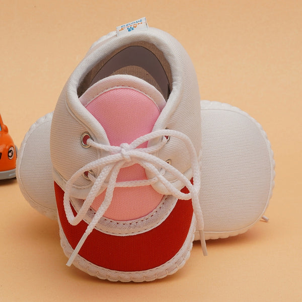 6 To 12 Months Pack Of 1 Baby Boys & Baby Girls Cotton Booties (White,Pink,Red)-BT4770