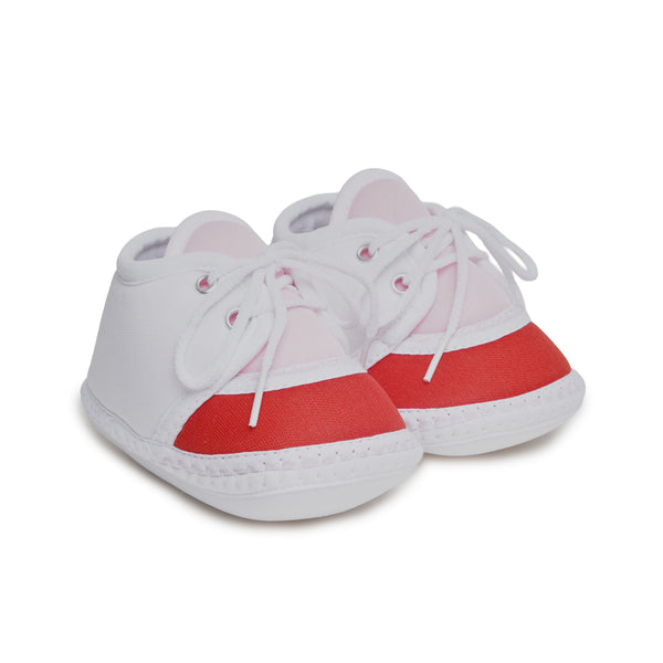 6 To 12 Months Pack Of 1 Baby Boys & Baby Girls Cotton Booties (White,Pink,Red)-BT4770