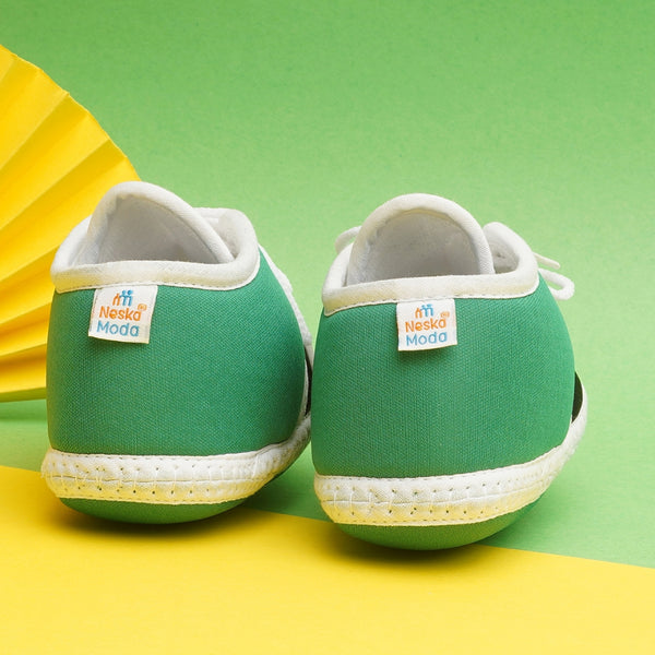 6 To 12 Months Pack Of 1 Baby Boys & Baby Girls Cotton Booties (White,Green,Black)-BT4771