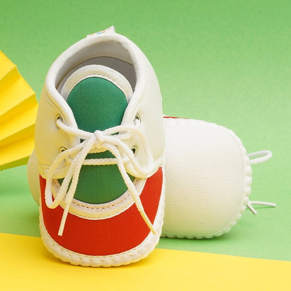 6 To 12 Months Pack Of 1 Baby Boys & Baby Girls Cotton Booties (White,Green,Red)-BT4772