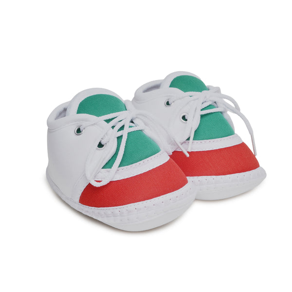 6 To 12 Months Pack Of 1 Baby Boys & Baby Girls Cotton Booties (White,Green,Red)-BT4772