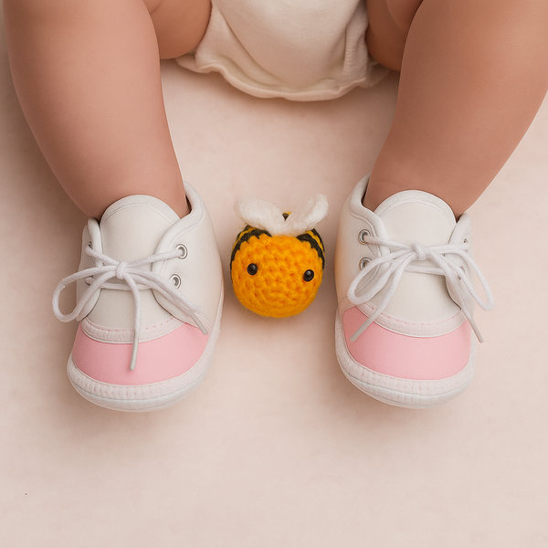 6 To 12 Months Pack Of 1 Baby Boys & Baby Girls Cotton Booties (White,Pink)-BT4773