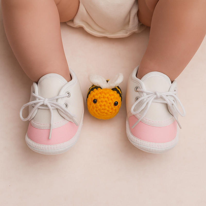 6 To 12 Months Pack Of 1 Baby Boys & Baby Girls Cotton Booties (White,Pink)-BT4773