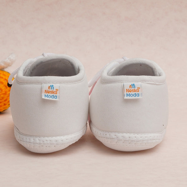 6 To 12 Months Pack Of 1 Baby Boys & Baby Girls Cotton Booties (White,Pink)-BT4773