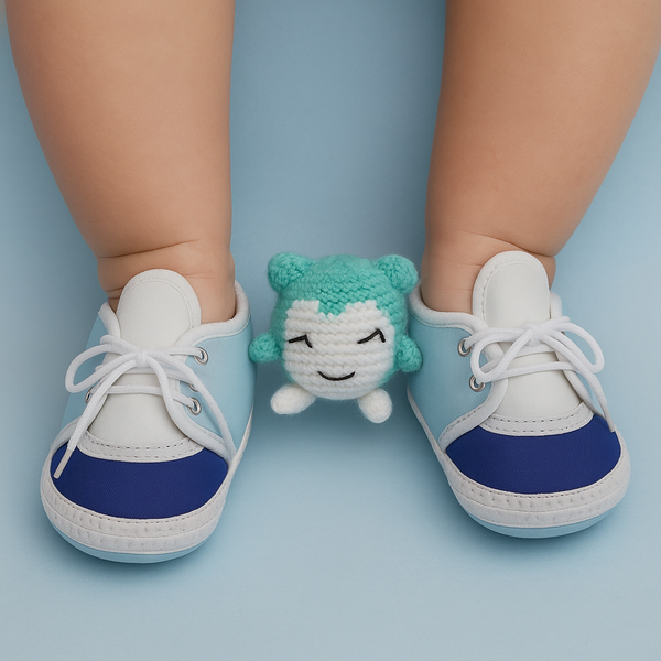 6 To 12 Months Pack Of 1 Baby Boys & Baby Girls Cotton Booties (White,Blue)-BT4774