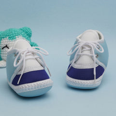 6 To 12 Months Pack Of 1 Baby Boys & Baby Girls Cotton Booties (White,Blue)-BT4774