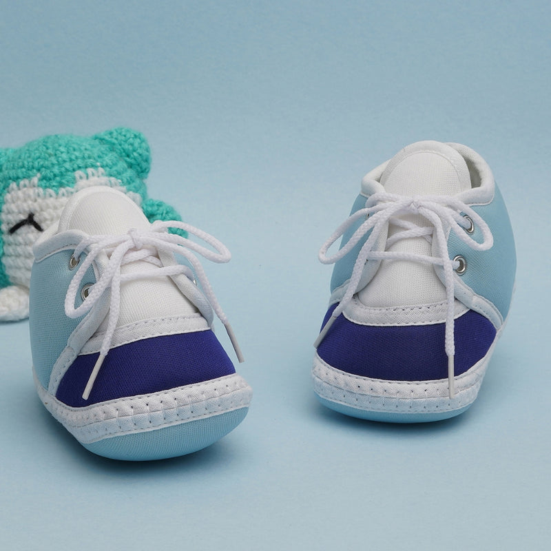 6 To 12 Months Pack Of 1 Baby Boys & Baby Girls Cotton Booties (White,Blue)-BT4774