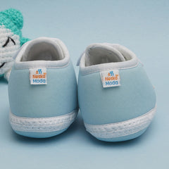6 To 12 Months Pack Of 1 Baby Boys & Baby Girls Cotton Booties (White,Blue)-BT4774