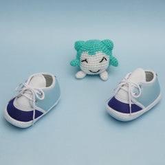 6 To 12 Months Pack Of 1 Baby Boys & Baby Girls Cotton Booties (White,Blue)-BT4774