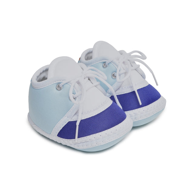 6 To 12 Months Pack Of 1 Baby Boys & Baby Girls Cotton Booties (White,Blue)-BT4774