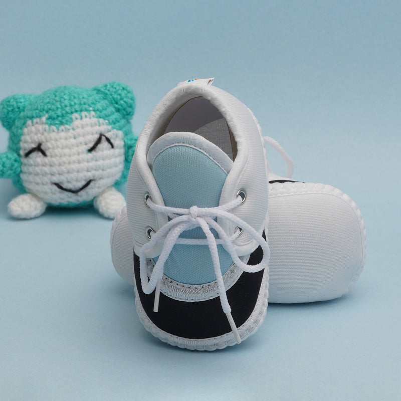 6 To 12 Months Pack Of 1 Baby Boys & Baby Girls Cotton Booties (White,Blue,Black)-BT4775