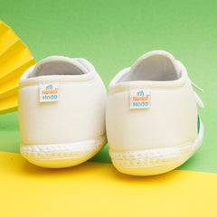 6 To 12 Months Pack Of 1 Baby Boys & Baby Girls Cotton Booties (White,Green)-BT4776