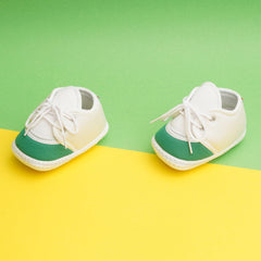 6 To 12 Months Pack Of 1 Baby Boys & Baby Girls Cotton Booties (White,Green)-BT4776