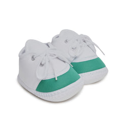6 To 12 Months Pack Of 1 Baby Boys & Baby Girls Cotton Booties (White,Green)-BT4776