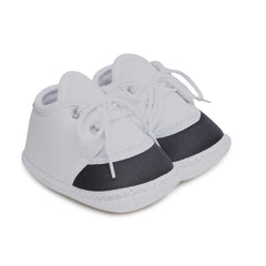 6 To 12 Months Pack Of 1 Baby Boys & Baby Girls Cotton Booties (White,Black)-BT4777
