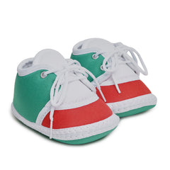 6 To 12 Months Pack Of 1 Baby Boys & Baby Girls Cotton Booties (Green,White,Red)-BT4778