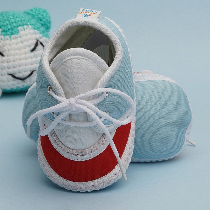 6 To 12 Months Pack Of 1 Baby Boys & Baby Girls Cotton Booties (Blue,RedWhite)-BT4780