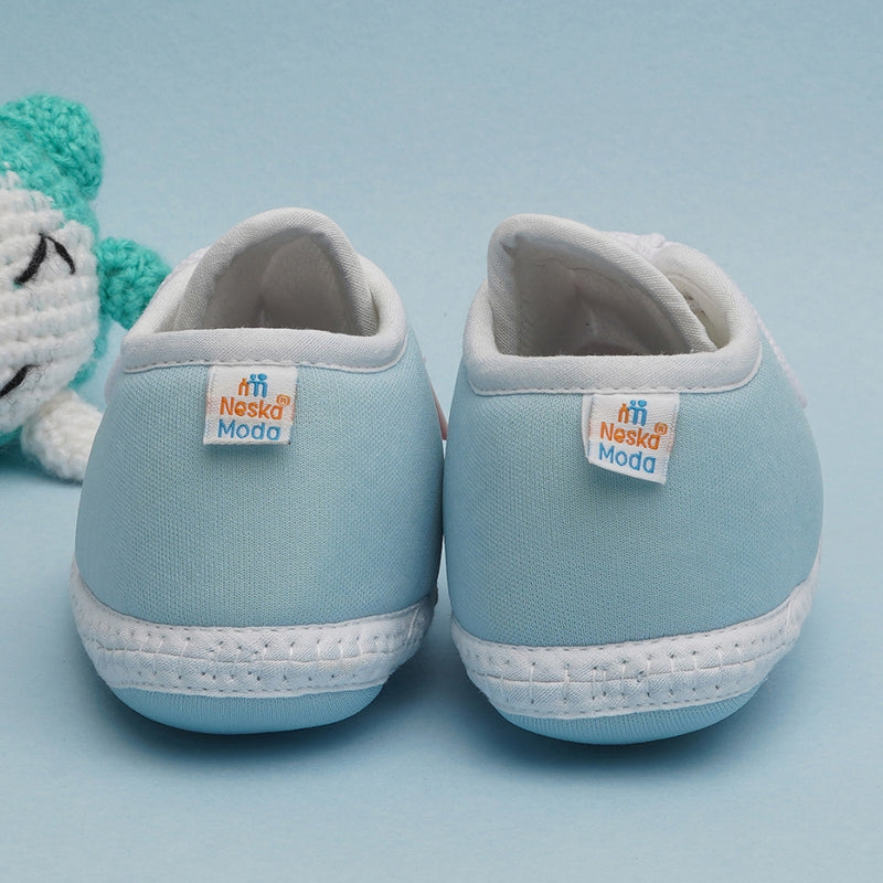 6 To 12 Months Pack Of 1 Baby Boys & Baby Girls Cotton Booties (Blue,RedWhite)-BT4780