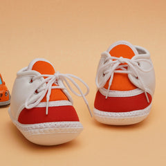6 To 12 Months Pack Of 1 Baby Boys & Baby Girls Cotton Booties (White,Orange,Red)-BT4781
