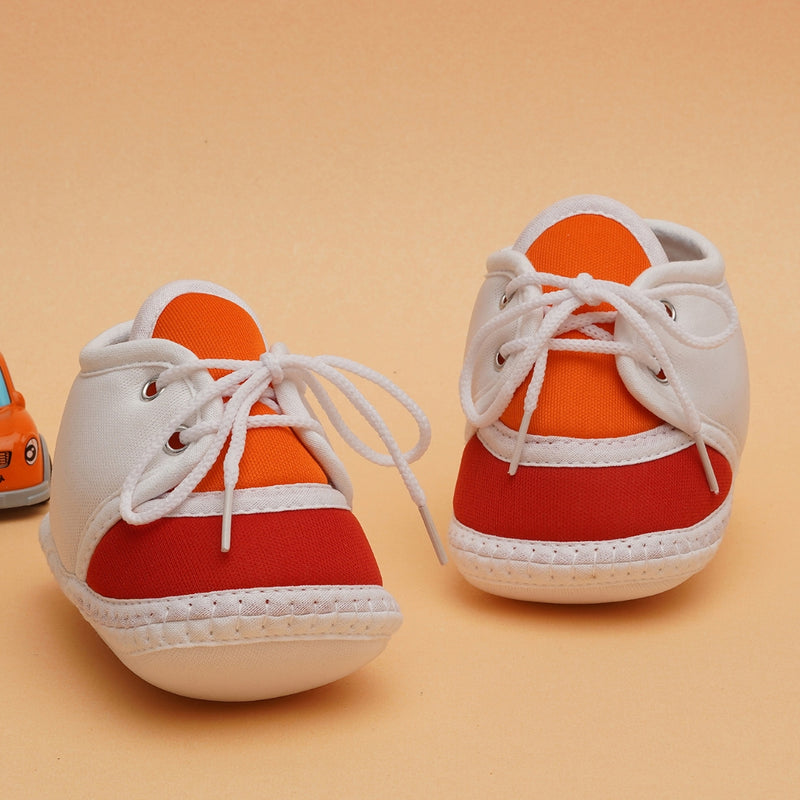 6 To 12 Months Pack Of 1 Baby Boys & Baby Girls Cotton Booties (White,Orange,Red)-BT4781