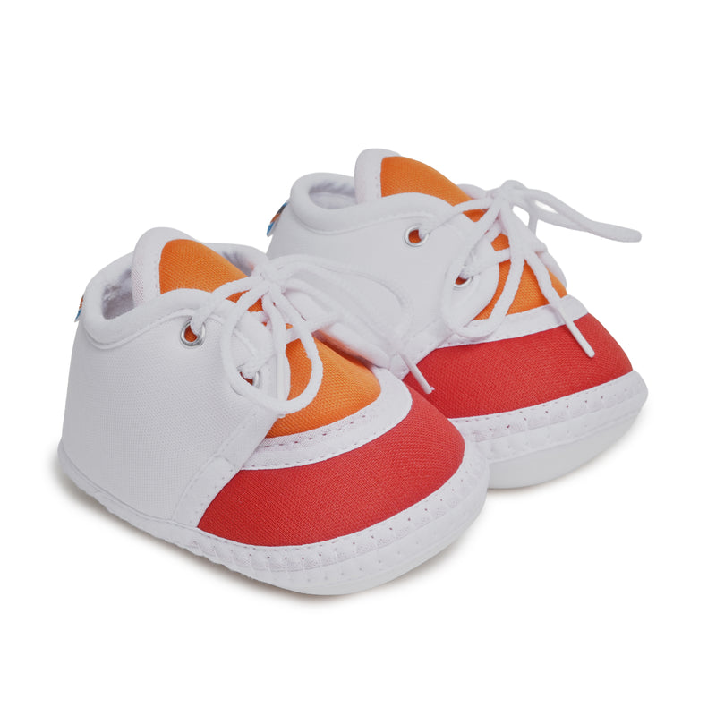 6 To 12 Months Pack Of 1 Baby Boys & Baby Girls Cotton Booties (White,Orange,Red)-BT4781