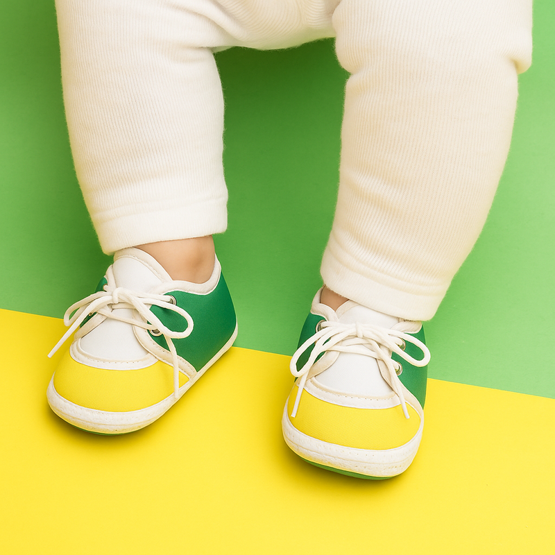6 To 12 Months Pack Of 1 Baby Boys & Girls Cotton Booties (White,Green,Yellow)-BT4782