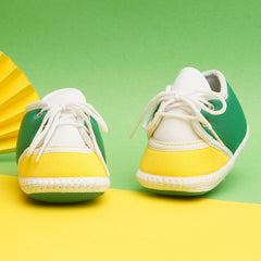 6 To 12 Months Pack Of 1 Baby Boys & Girls Cotton Booties (White,Green,Yellow)-BT4782