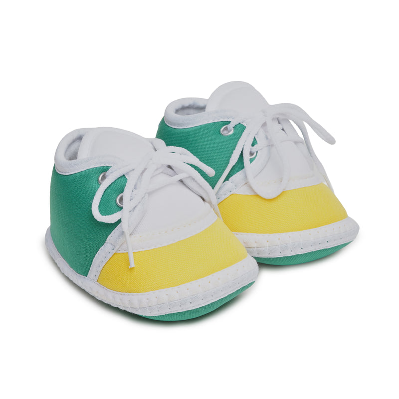 6 To 12 Months Pack Of 1 Baby Boys & Girls Cotton Booties (White,Green,Yellow)-BT4782